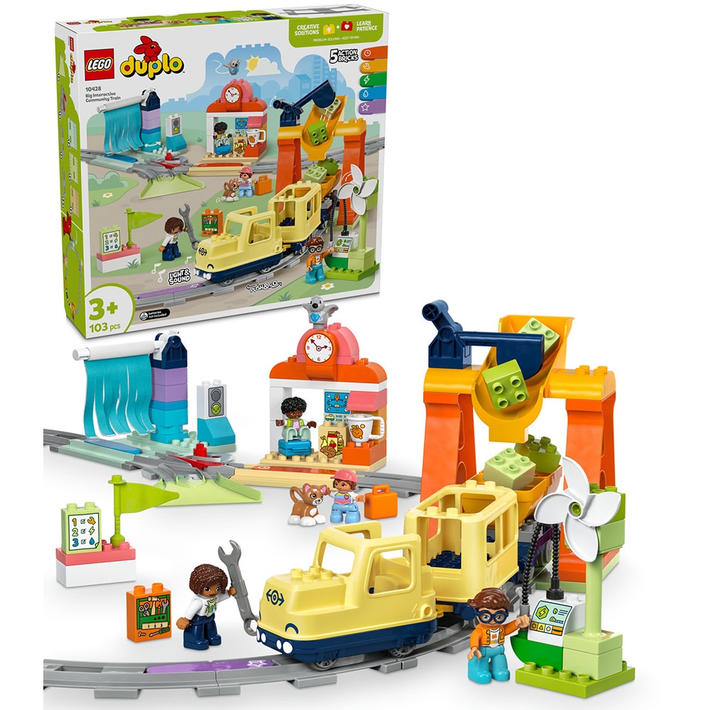 LEGO DUPLO: Tren comunitar mare si interactiv 10428, 3 ani+, 103 piese