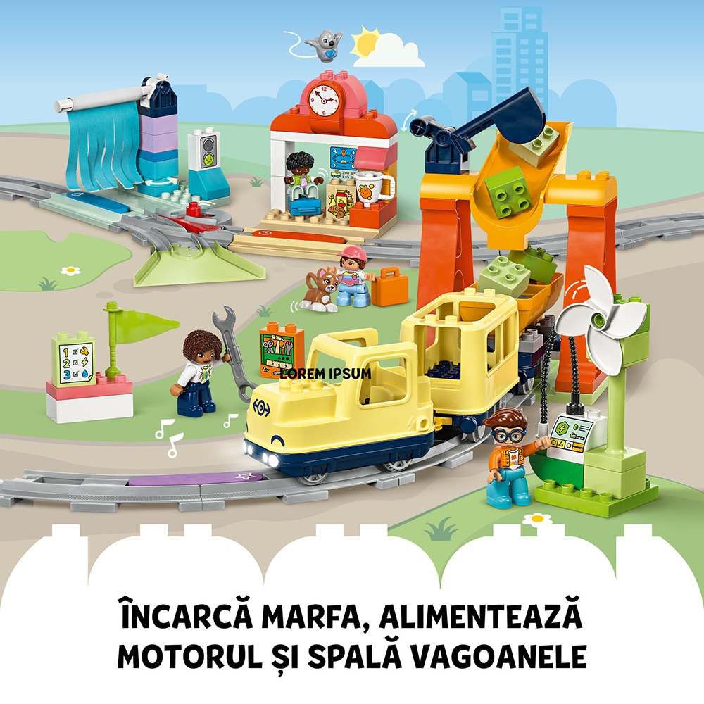 LEGO DUPLO: Tren comunitar mare si interactiv 10428, 3 ani+, 103 piese