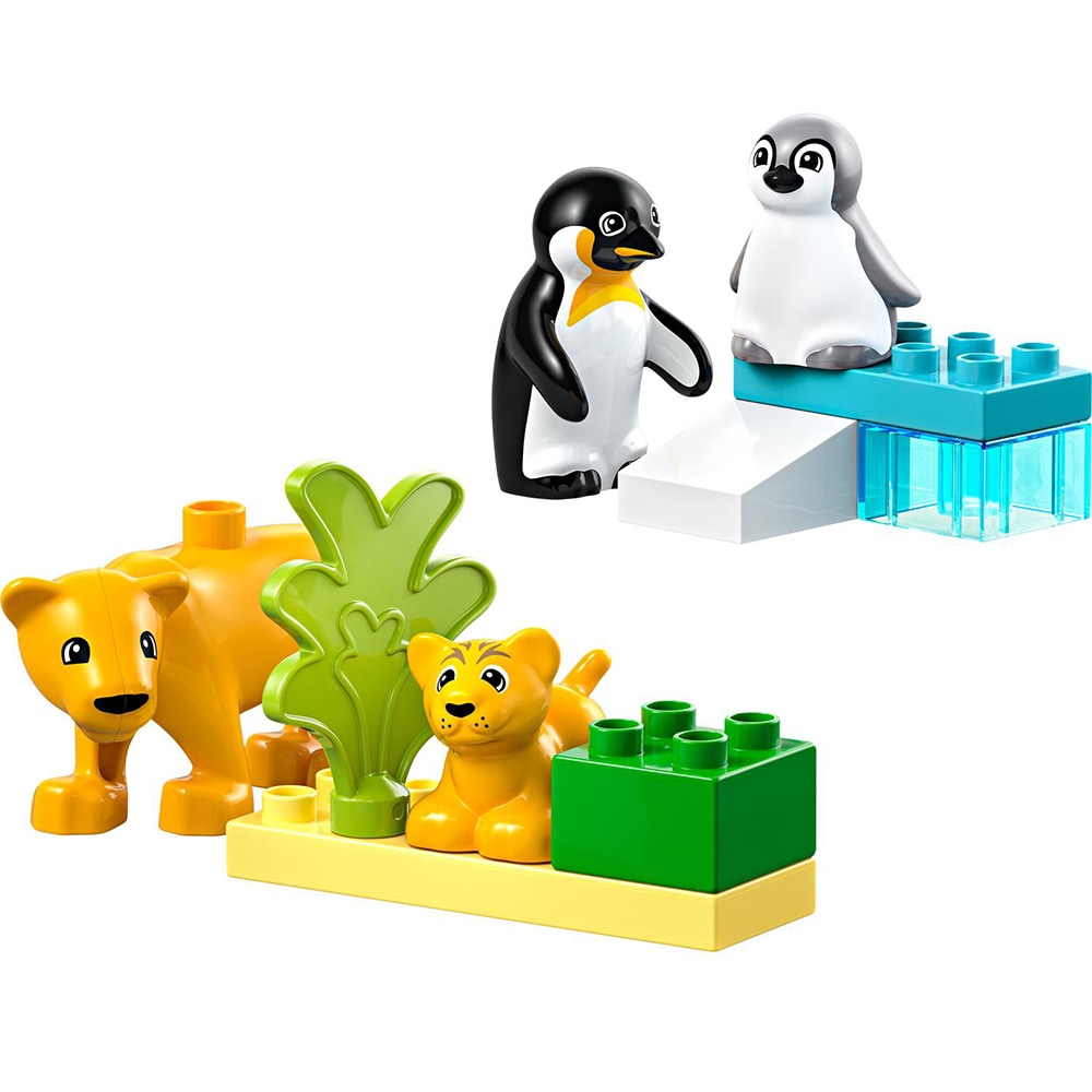 LEGO DUPLO: Familii de animale salbatice - Pinguini si lei 10442, 2 ani+, 10 piese
