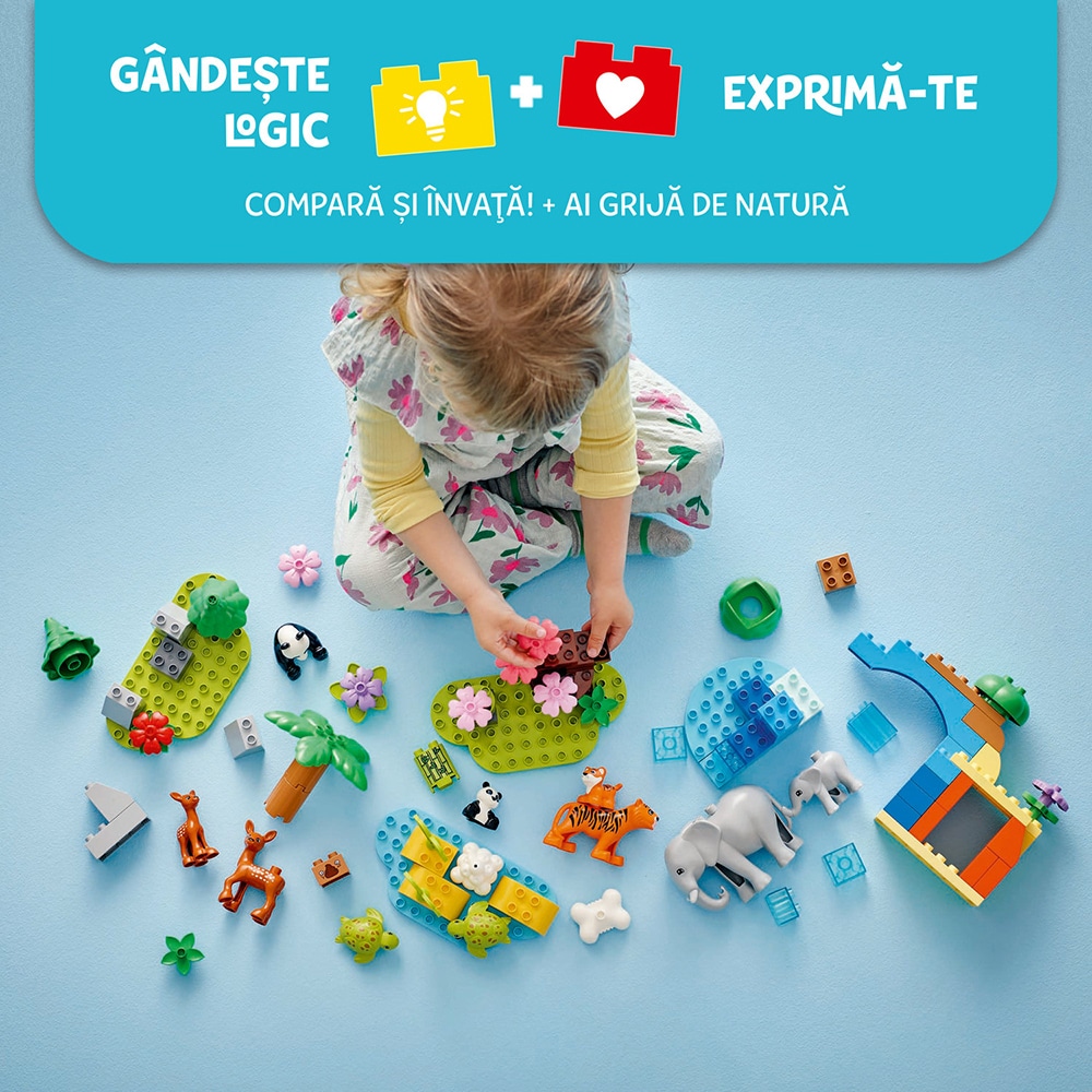 LEGO DUPLO: Familii de animale salbatice 3in1 10446, 2 ani+, 92 piese