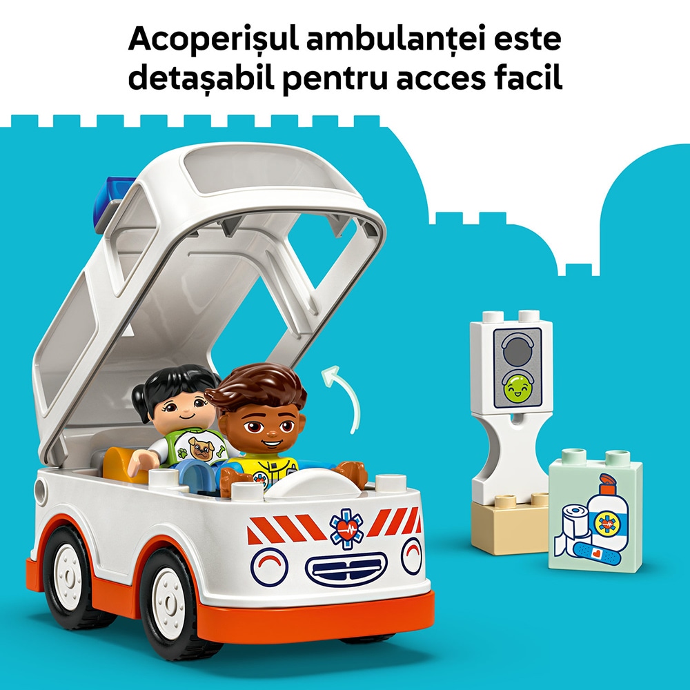 LEGO DUPLO: Ambulanta si sofer 10447, 2 ani+, 19 piese