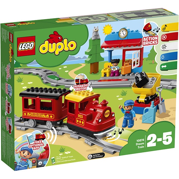 LEGO Duplo: Tren cu aburi 10874, 2-5 ani, 59 piese 