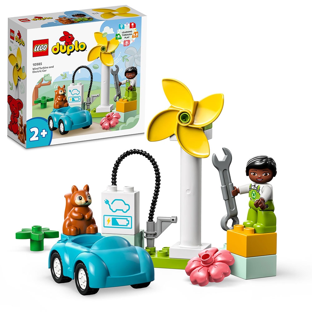 LEGO DUPLO: Turbina eoliana si masina electrica 10985, 2 ani+, 16 piese