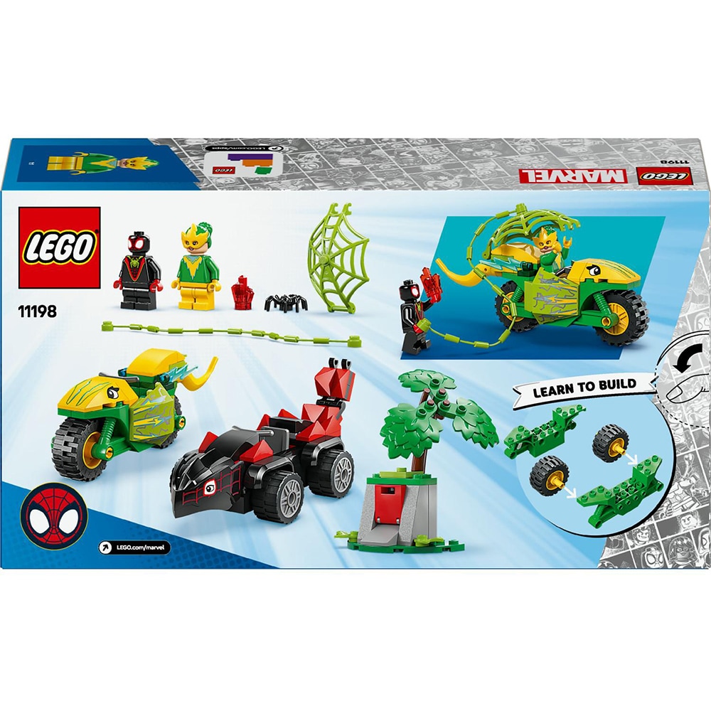 LEGO Marvel: Spin si Electro intr-o urmarire cu dino-vehicule 11198, 4 ani+, 124 piese