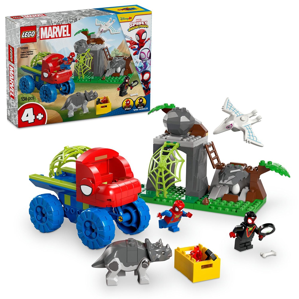 LEGO Marvel: Echipa Spidey in misiune de salvare in Dino Crawler 11199, 4 ani+, 136 piese