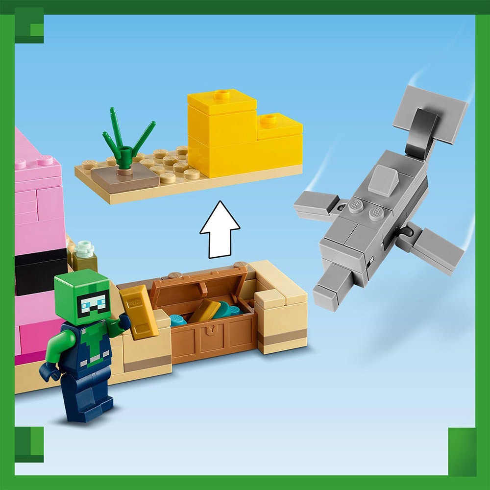 LEGO Minecraft: Casa Axolotl 21247, 7 ani+, 242 piese