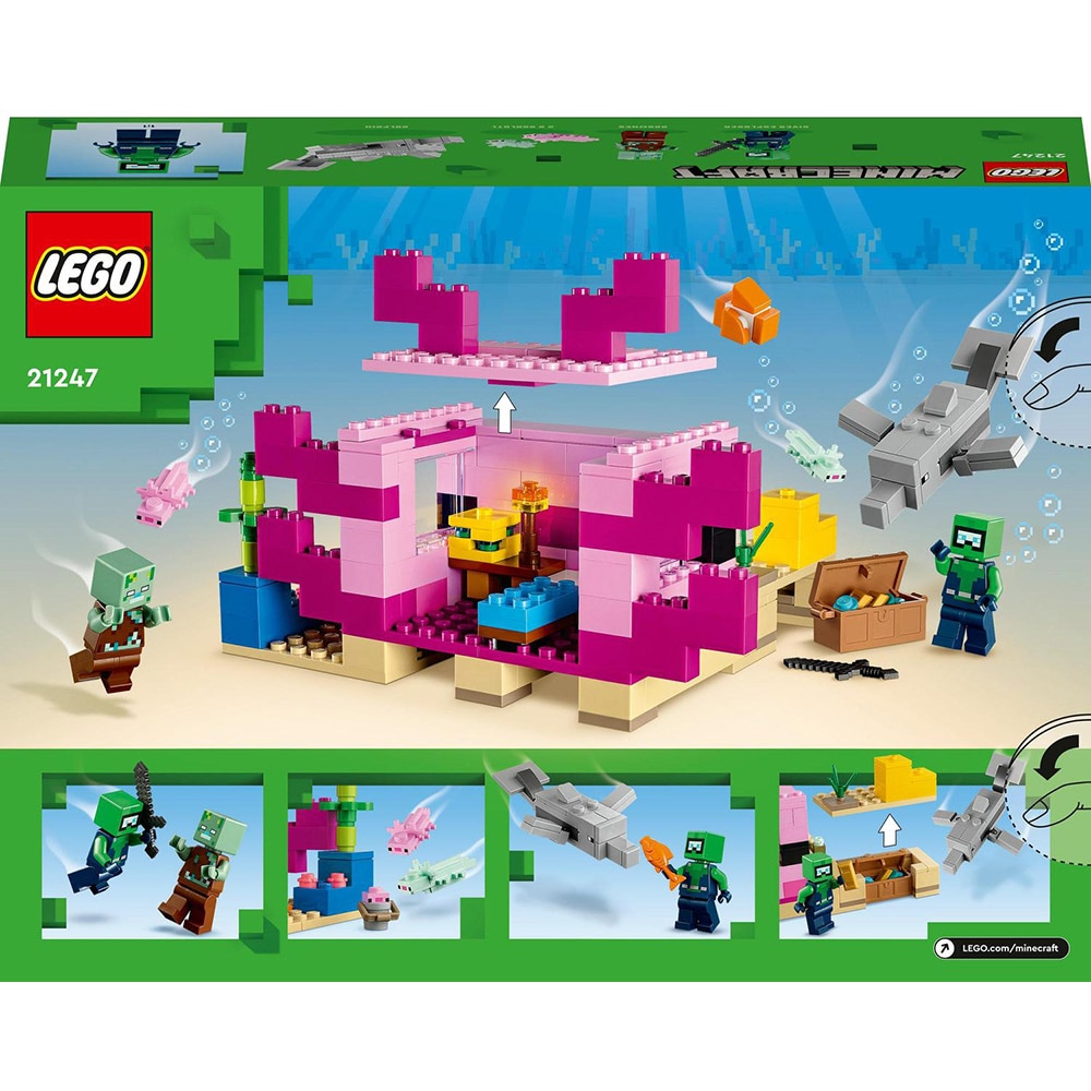 LEGO Minecraft: Casa Axolotl 21247, 7 ani+, 242 piese