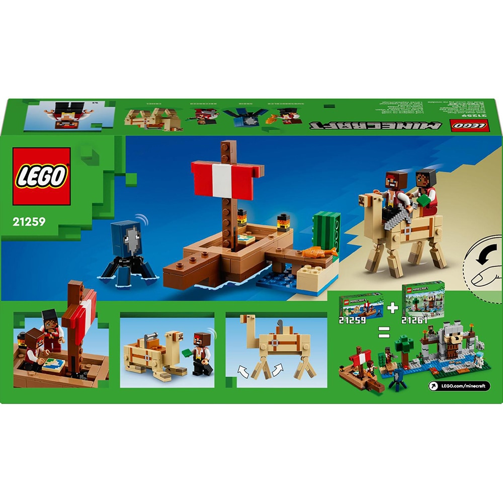 LEGO Minecraft: Calatorie pe corabia de pirati 21259, 8 ani+, 166 piese