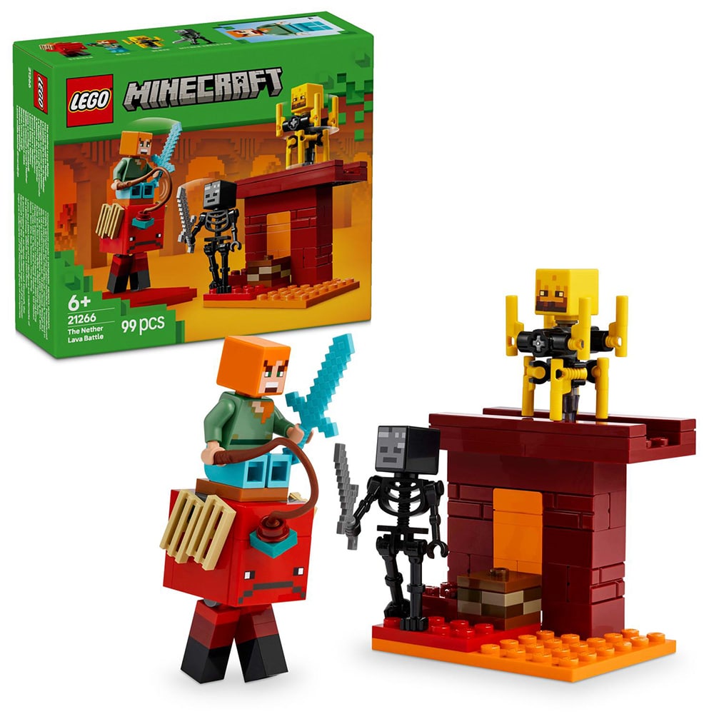 LEGO Minecraft: Batalie deasupra lavei in Nether 21266, 6 ani+, 99 piese