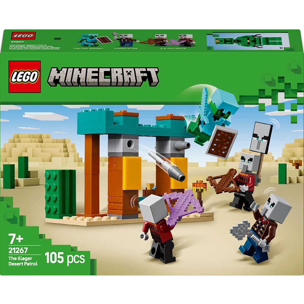 LEGO Minecraft: Patrula Illager de desert 21267, 7 ani+, 105 piese
