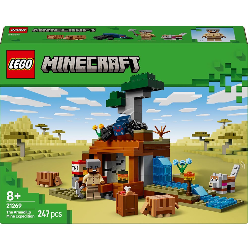 LEGO Minecraft: Expeditia de minerit cu Tatu 21269, 8 ani+, 247 piese