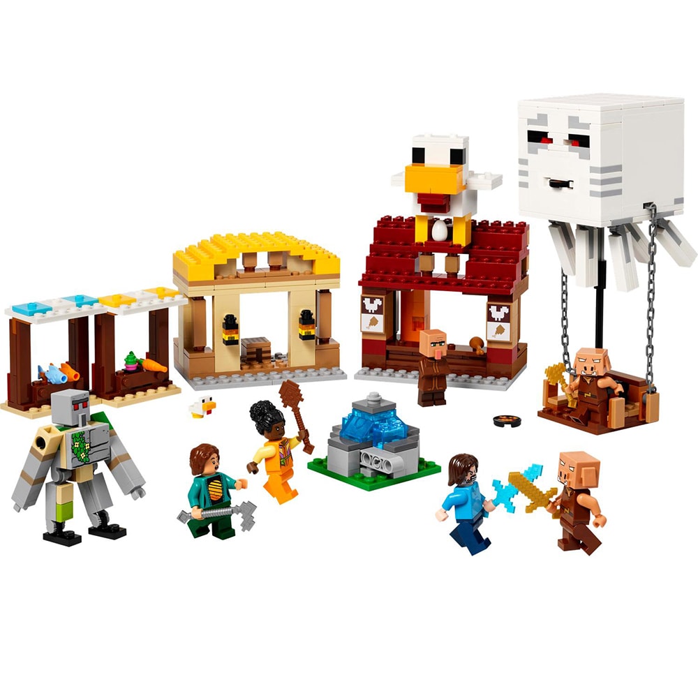 LEGO Minecraft: Atacul baloanelor Ghast asupra satului 21273, 10 ani+, 555 piese