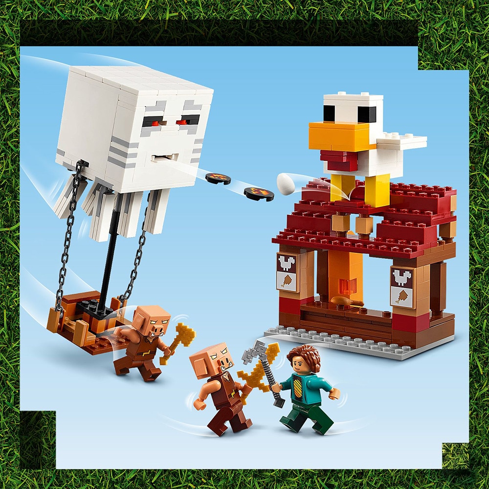 LEGO Minecraft: Atacul baloanelor Ghast asupra satului 21273, 10 ani+, 555 piese
