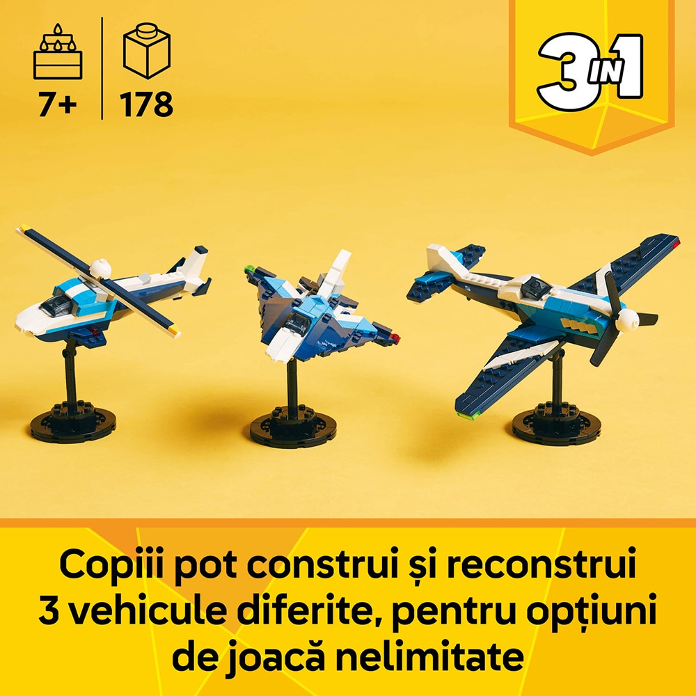 LEGO Creator 3in1: Aparat de zbor - Avion de curse 31160, 7 ani+, 178 piese