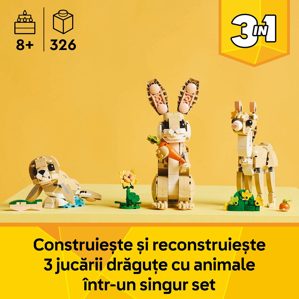 LEGO Creator 3in1: Iepuras dragalas 31162, 8 ani+, 326 piese