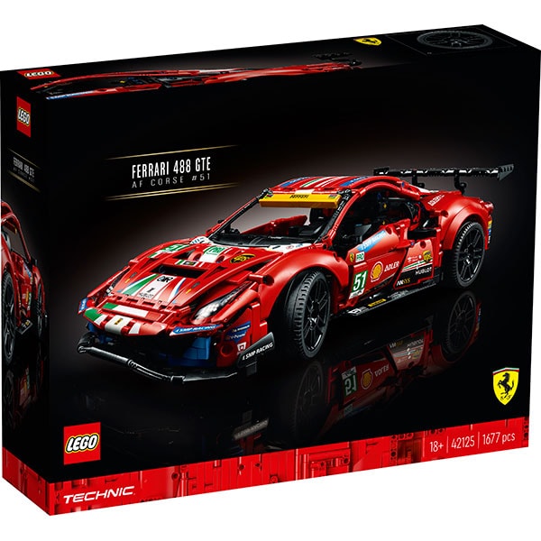 LEGO Technic: Ferrari 488 GTE "AF Corse #51" 42125, 18 ani+, 1677 piese