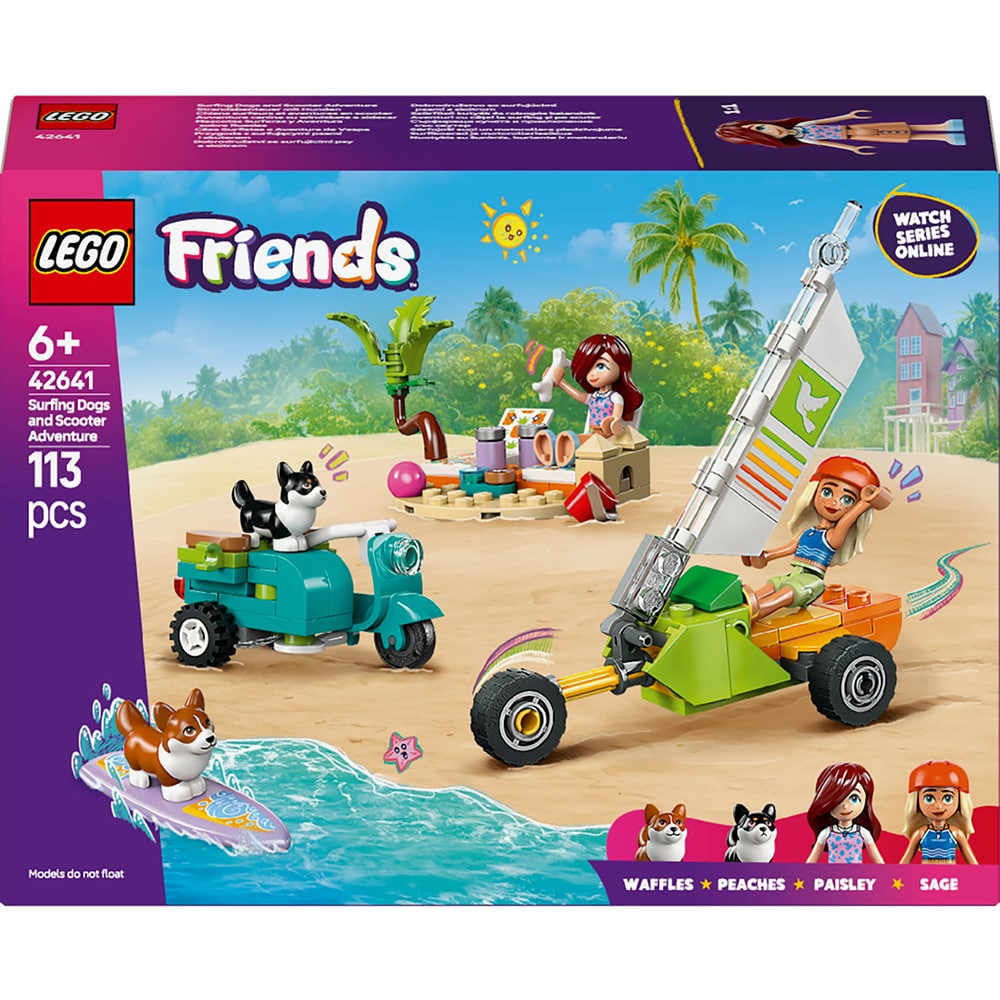LEGO Friends: Aventuri cu catei la surfing si pe scuter 42641, 6 ani+, 113 piese