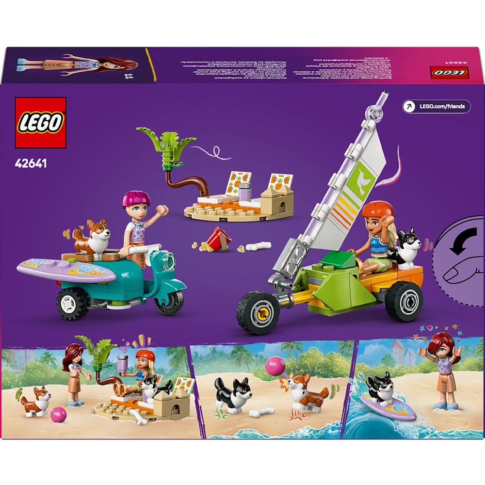 LEGO Friends: Aventuri cu catei la surfing si pe scuter 42641, 6 ani+, 113 piese
