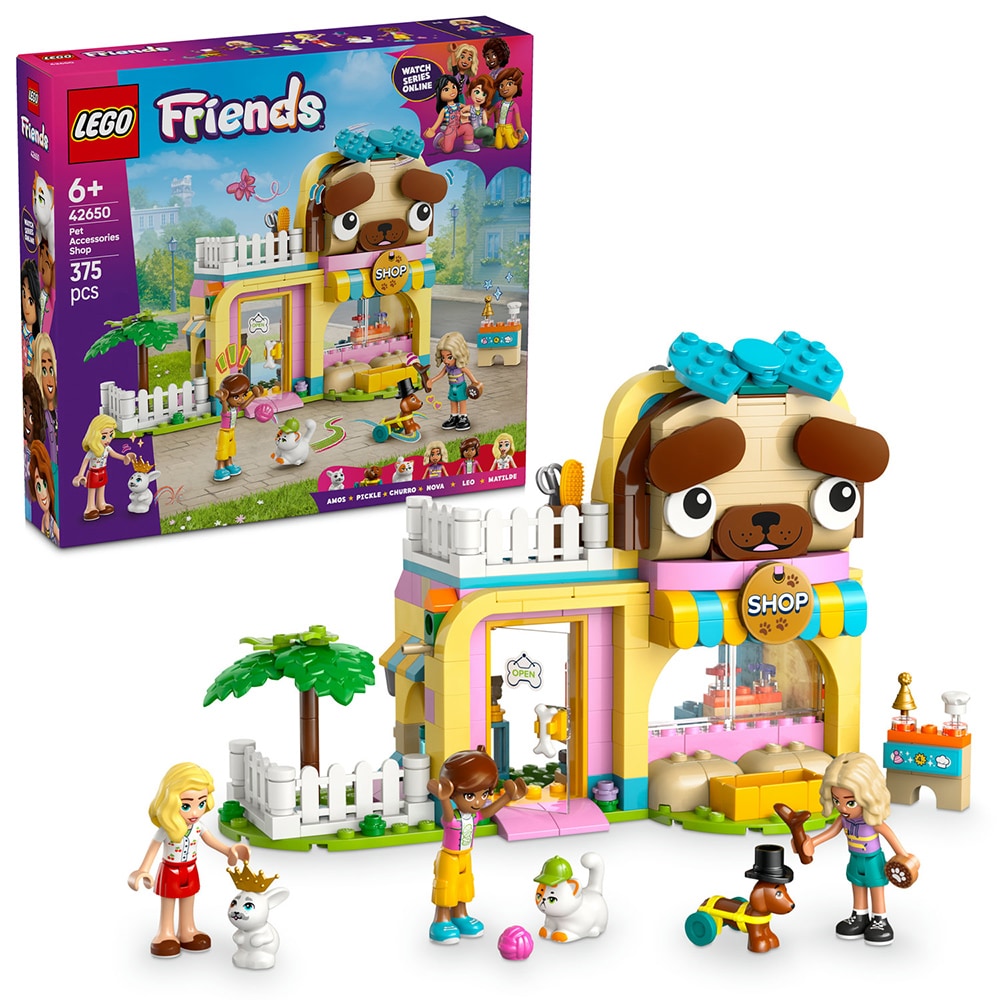 LEGO Friends: Magazin de accesorii pentru animale de companie 42650, 6 ani+, 375 piese