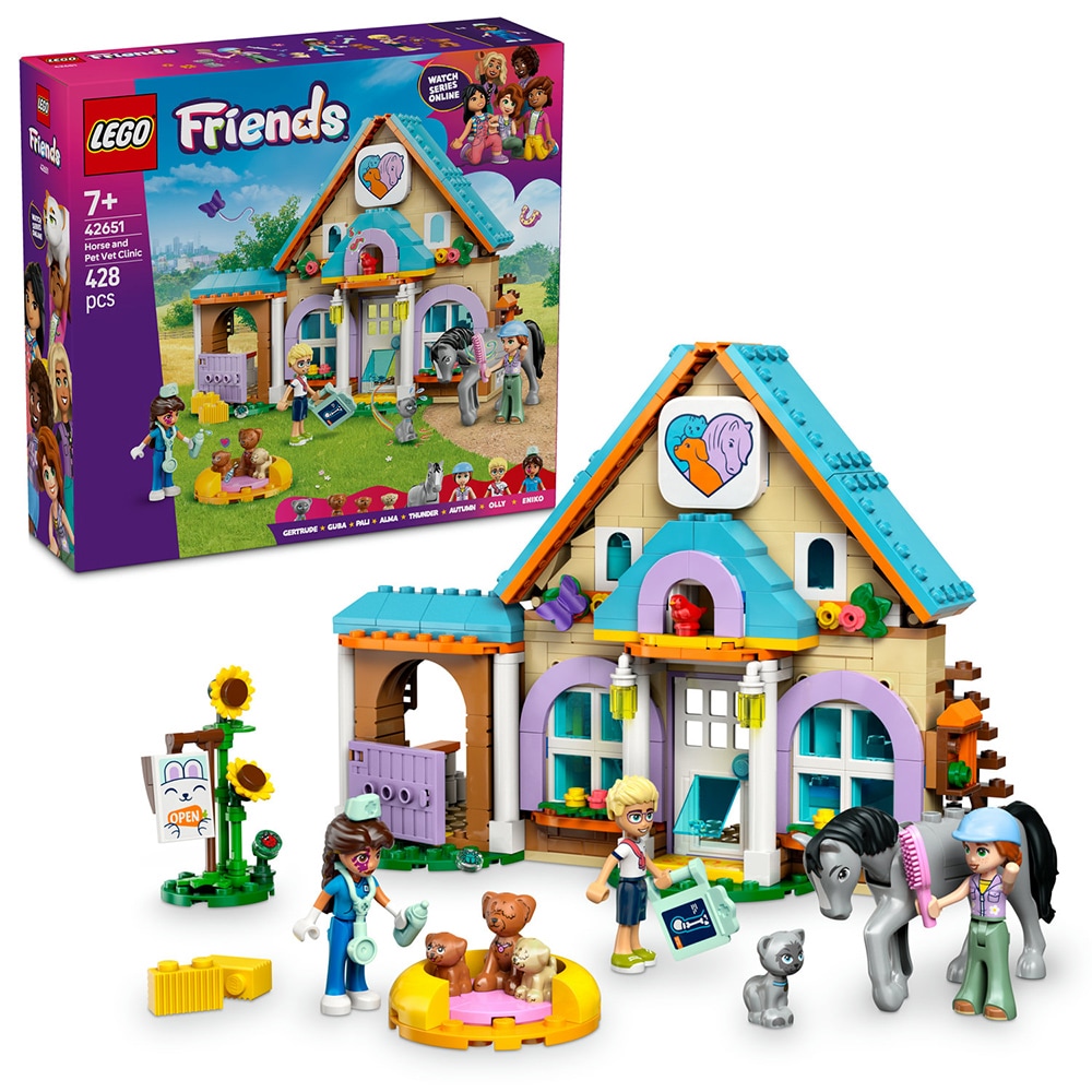 LEGO Friends: Clinica veterinara pentru cai si animale de companie 42651, 7 ani+, 428 piese