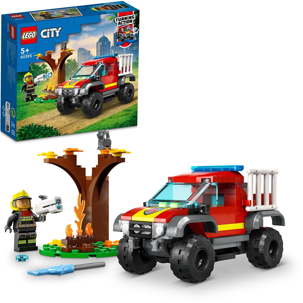LEGO City: Salvare cu masina de pompieri 4x4 60393, 5 ani+, 97 piese