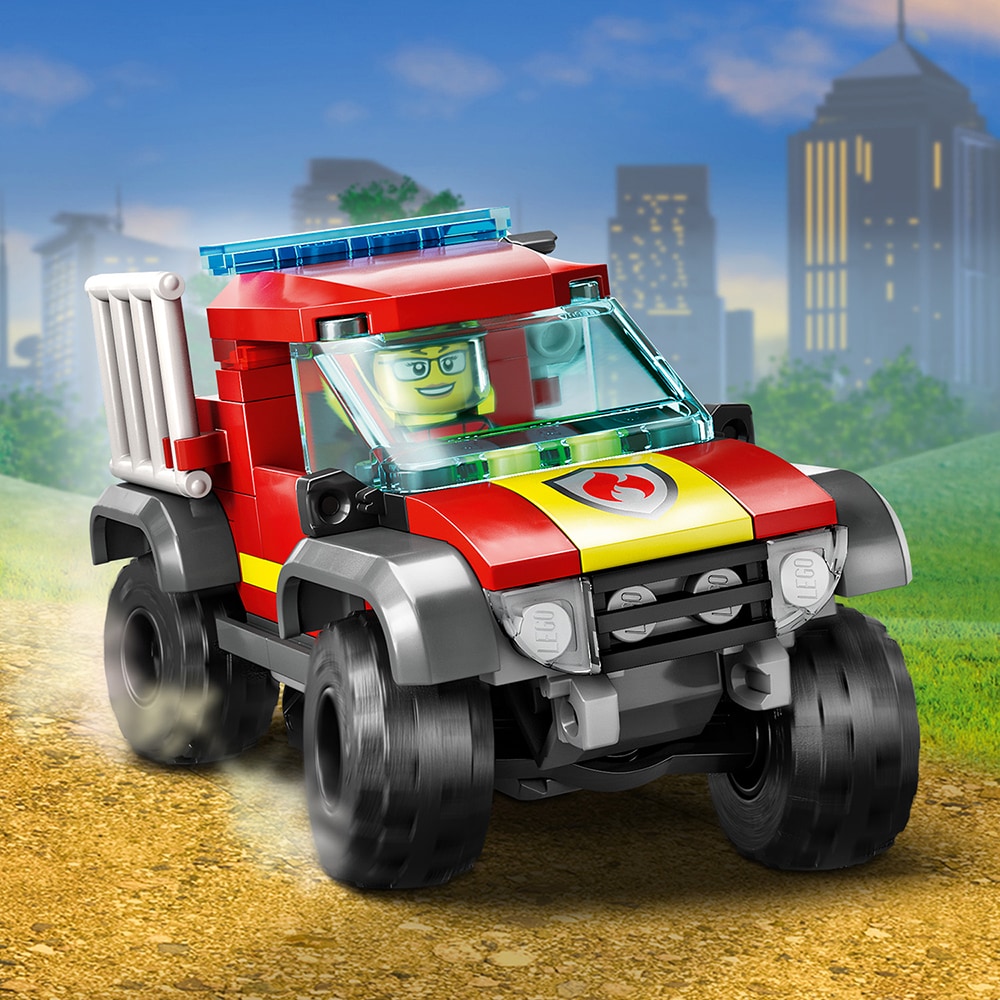 LEGO City: Salvare cu masina de pompieri 4x4 60393, 5 ani+, 97 piese