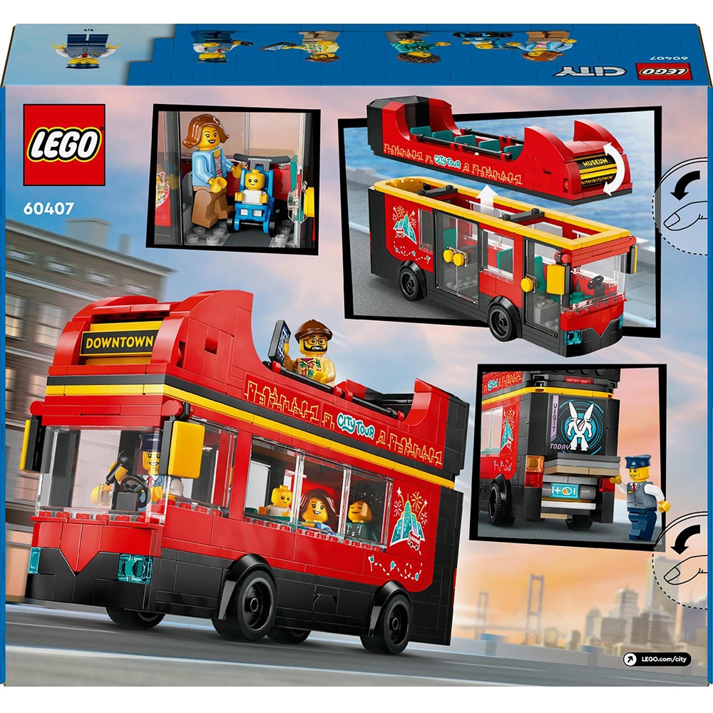 LEGO City: Autobuz turistic rosu cu etaj 60407, 7 ani+, 384 piese