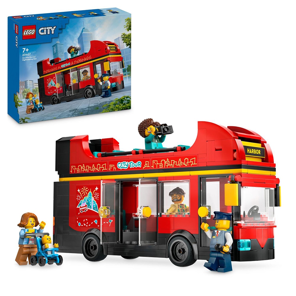 LEGO City: Autobuz turistic rosu cu etaj 60407, 7 ani+, 384 piese