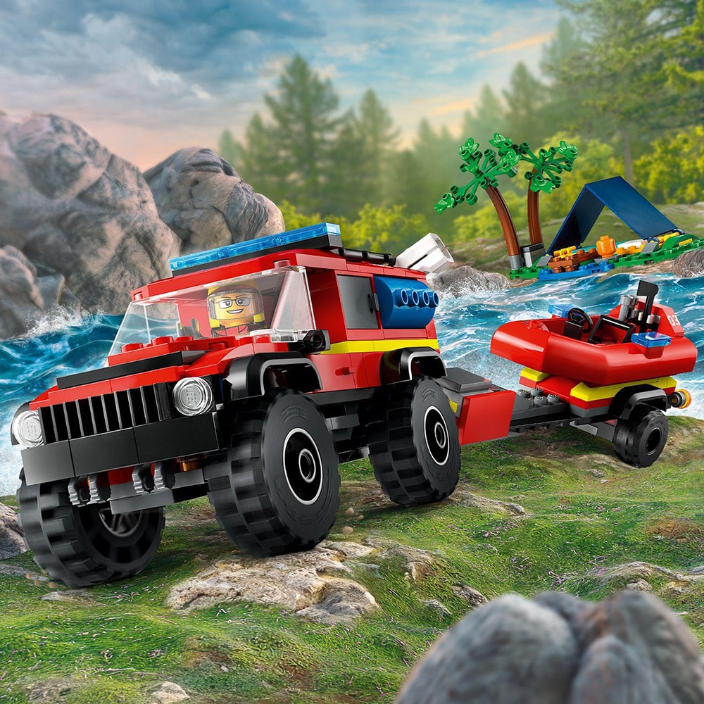 LEGO City: Camion 4x4 si barca de pompieri 60412, 5 ani+, 301 piese