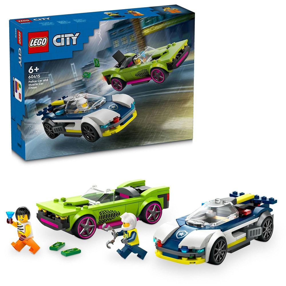 LEGO City: Urmarire cu masina de politie si masina puternica 60415, 6 ani+, 213 piese