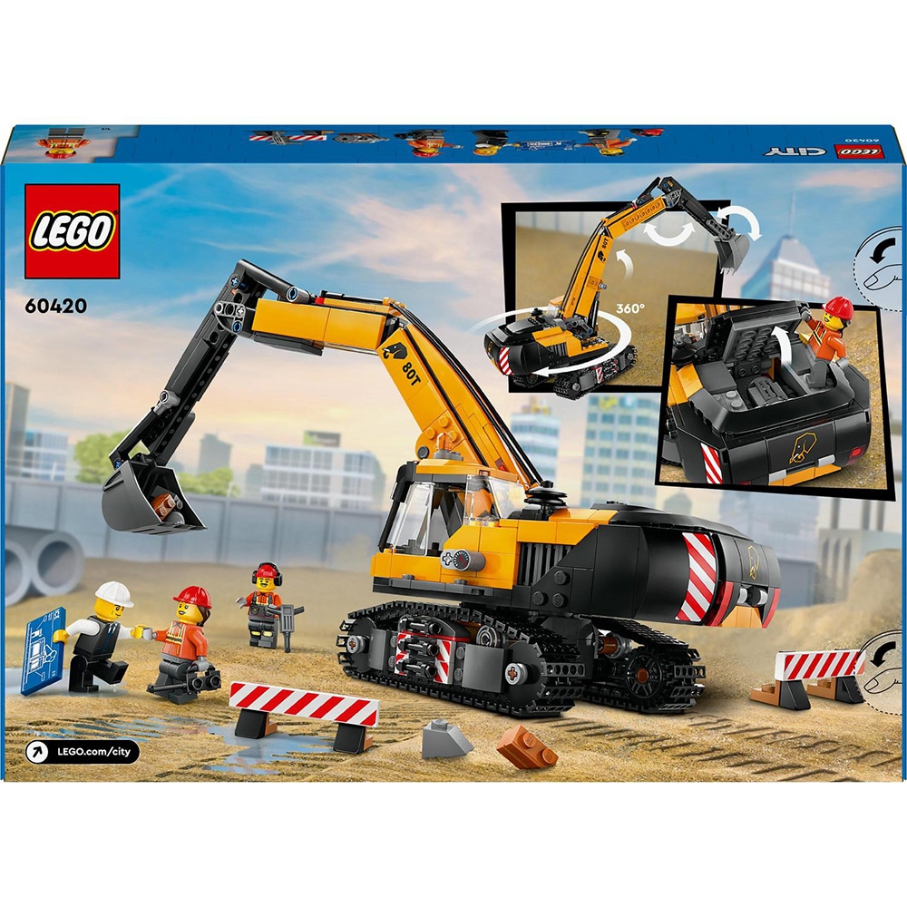 LEGO City: Excavator galben de constructii 60420, 8 ani+, 633 piese