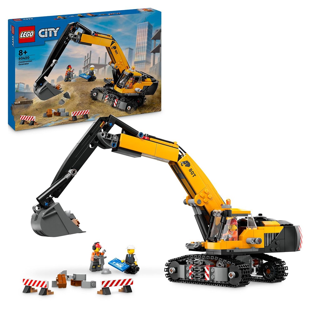 LEGO City: Excavator galben de constructii 60420, 8 ani+, 633 piese