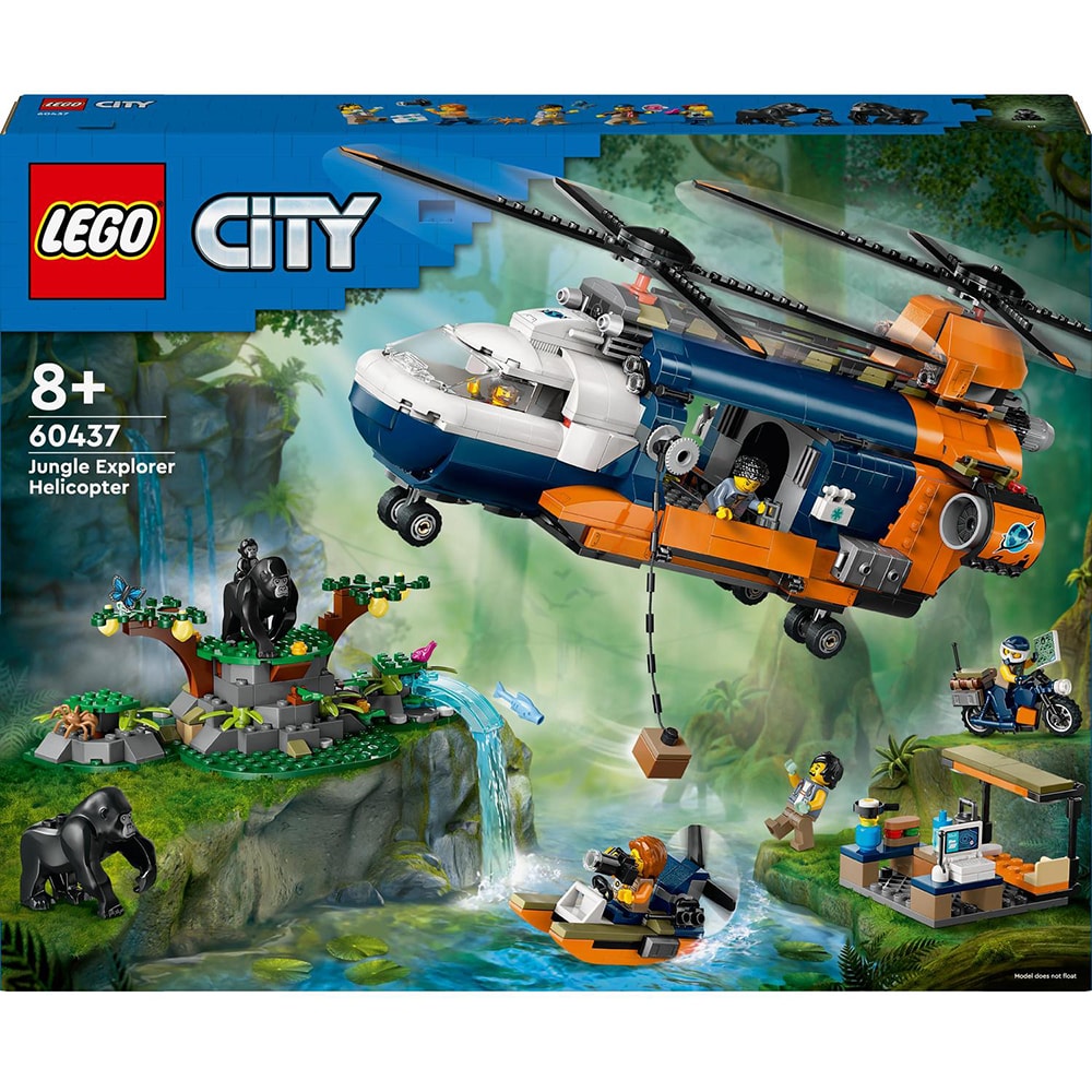 LEGO City: Elicopterul unui explorator al junglei la tabara de baza 60437, 8 ani+, 881 piese