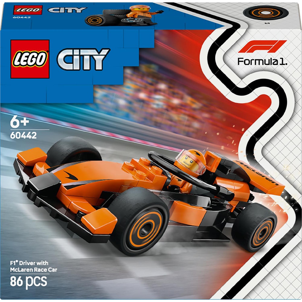 LEGO City: Formula 1 - Pilot F1 cu masina de curse McLaren 60442, 6 ani+, 86 piese