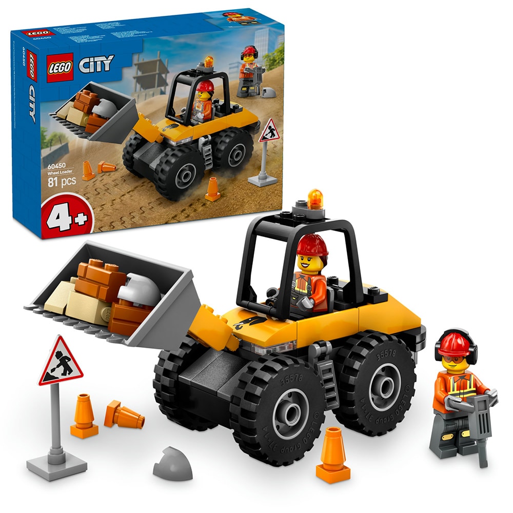 LEGO City: Incarcator pe roti galben pentru constructii 60450, 4 ani+, 81 piese