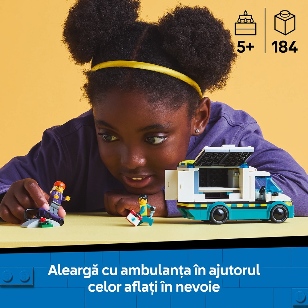 LEGO City: Ambulanta de urgente 60451, 5 ani+, 184 piese
