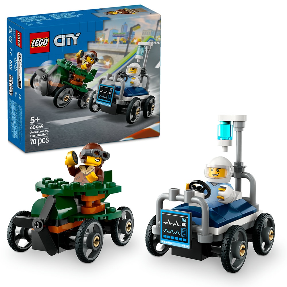 LEGO City: Pachet de curse Avion vs. pat de spital 60459, 5 ani+, 70 piese