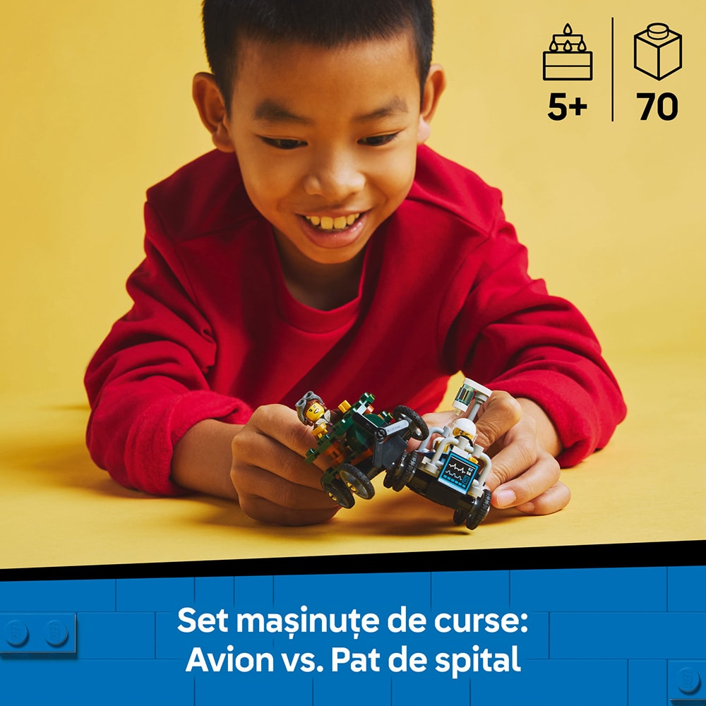LEGO City: Pachet de curse Avion vs. pat de spital 60459, 5 ani+, 70 piese