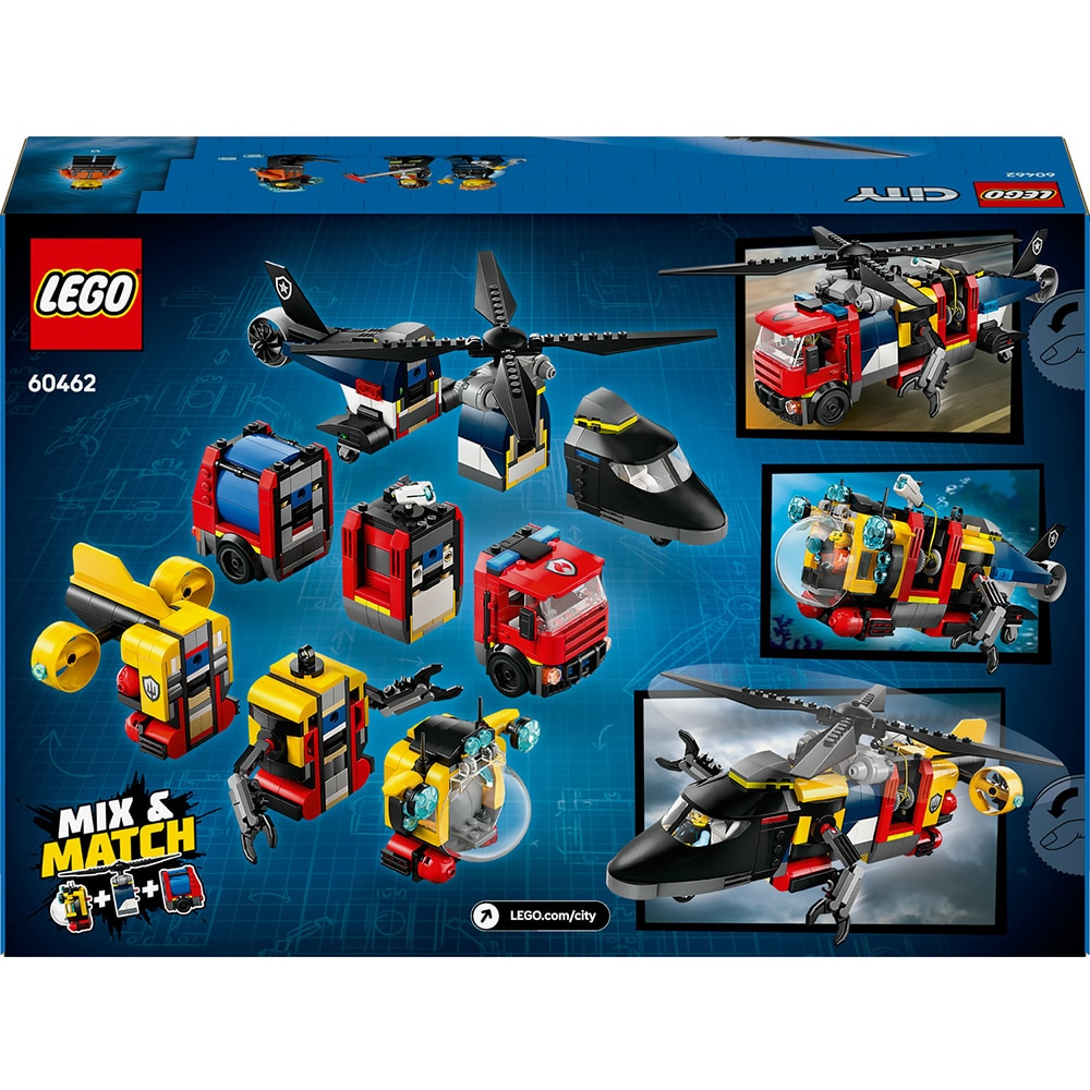 LEGO City: Elicopter autospeciala de pompieri si submarin in versiuni remixate 60462, 7 ani+, 874 piese