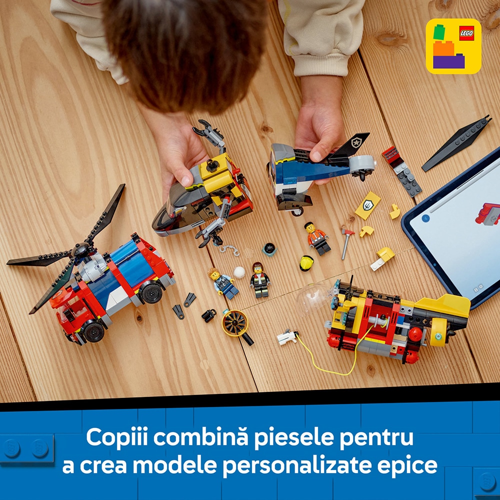 LEGO City: Elicopter autospeciala de pompieri si submarin in versiuni remixate 60462, 7 ani+, 874 piese