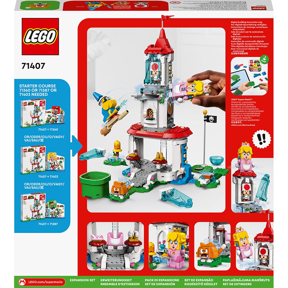LEGO Super Mario: Set de extindere Costum de pisica pentru Peach si Turn inghetat 71407, 7 ani+, 494 piese