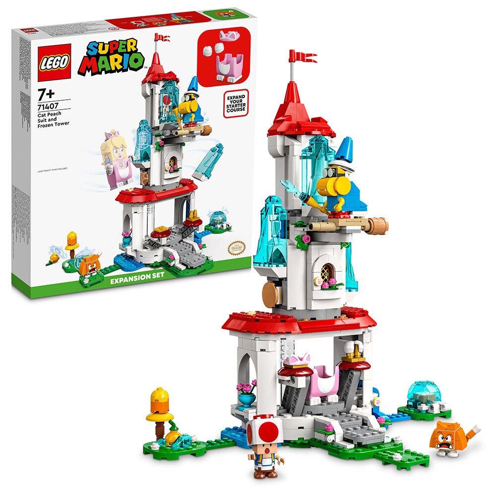 LEGO Super Mario: Set de extindere Costum de pisica pentru Peach si Turn inghetat 71407, 7 ani+, 494 piese