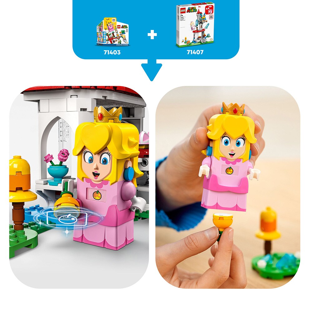 LEGO Super Mario: Set de extindere Costum de pisica pentru Peach si Turn inghetat 71407, 7 ani+, 494 piese