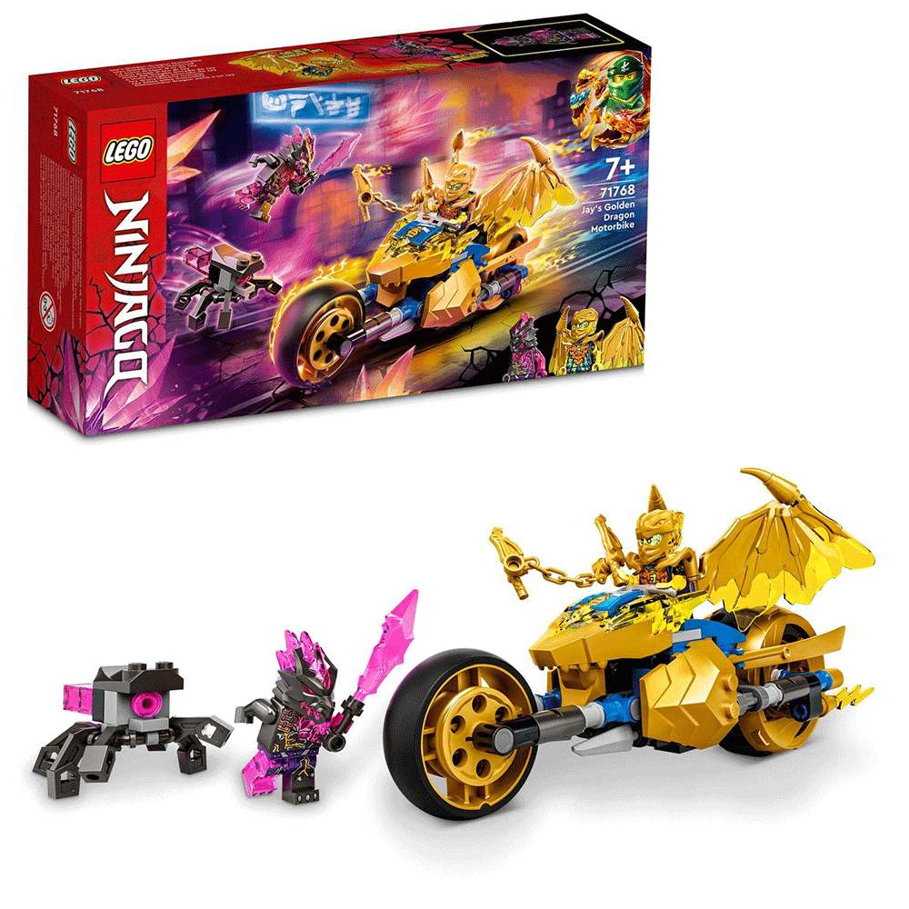 LEGO Ninjago: Motocicleta-dragon aurie a lui Jay 71768, 7 ani+