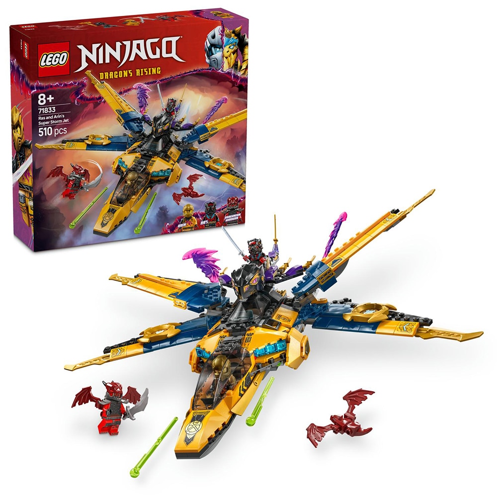 LEGO Ninjago: Superavionul cu reactie al lui Ras si Arin 71833, 8 ani+, 510 piese