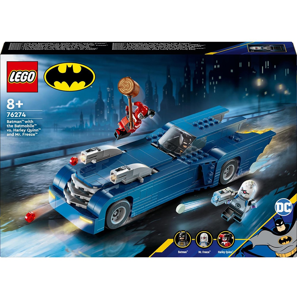 LEGO DC: Batman cu al sau Batmobile vs Harley Quinn si Mr. Freeze 76274, 8 ani+, 435 piese
