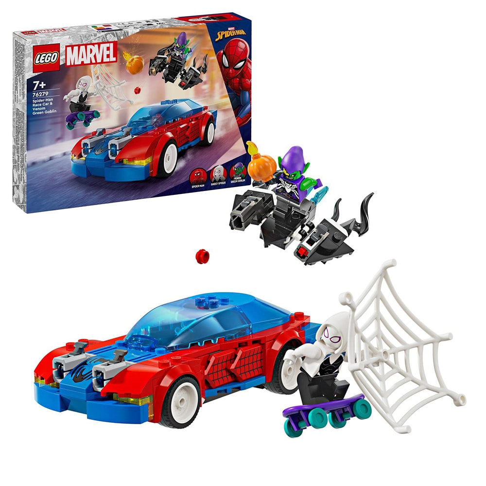 LEGO Marvel: Masina de curse a Omului Paianjen si Venom Green Goblin 76279, 7 ani+, 227 piese