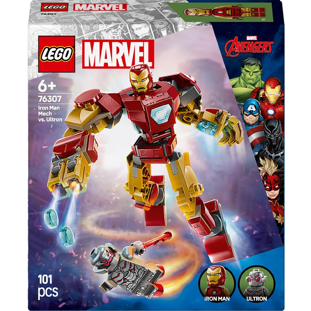 LEGO Marvel: Robotul Iron Man vs. Ultron 76307, 6 ani+, 101 piese