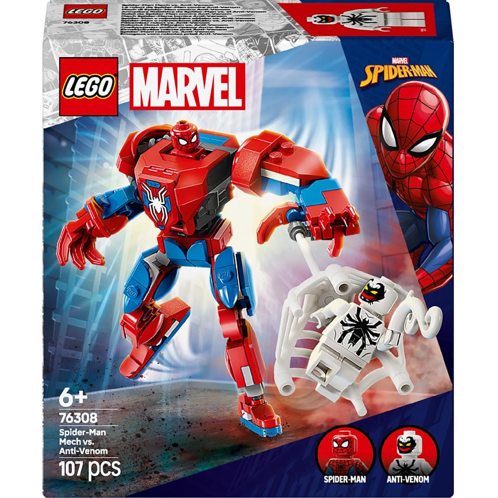 LEGO Marvel: Robotul Omul Paianjen vs. Anti-Venom 76308, 6 ani+, 107 piese