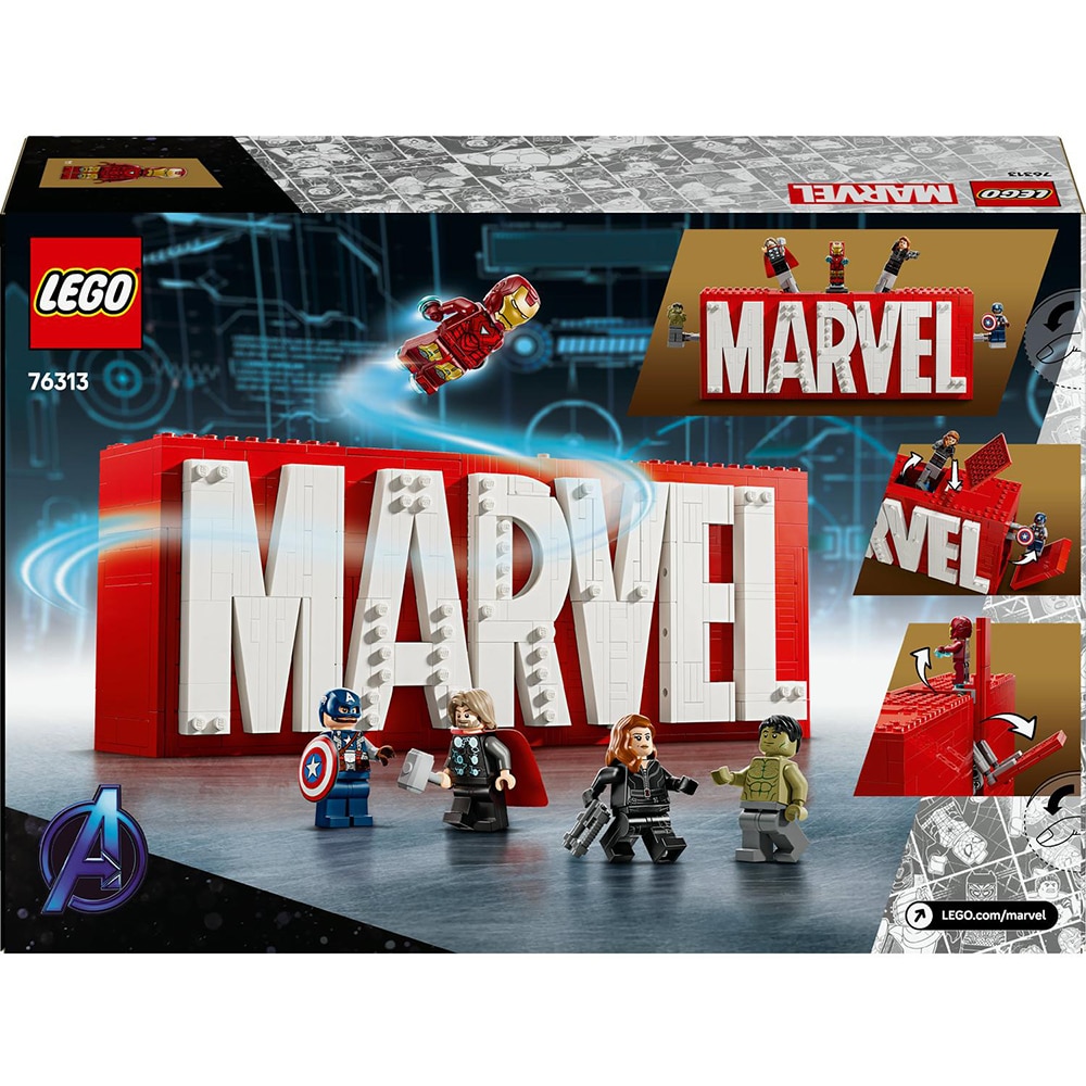 LEGO Marvel: Sigla si minifigurine Marvel 76313, 12 ani+, 931 piese